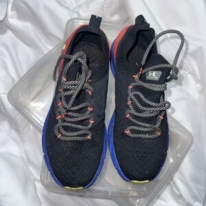 Under Armour Black Mesh Sneakers with Blue Soles
